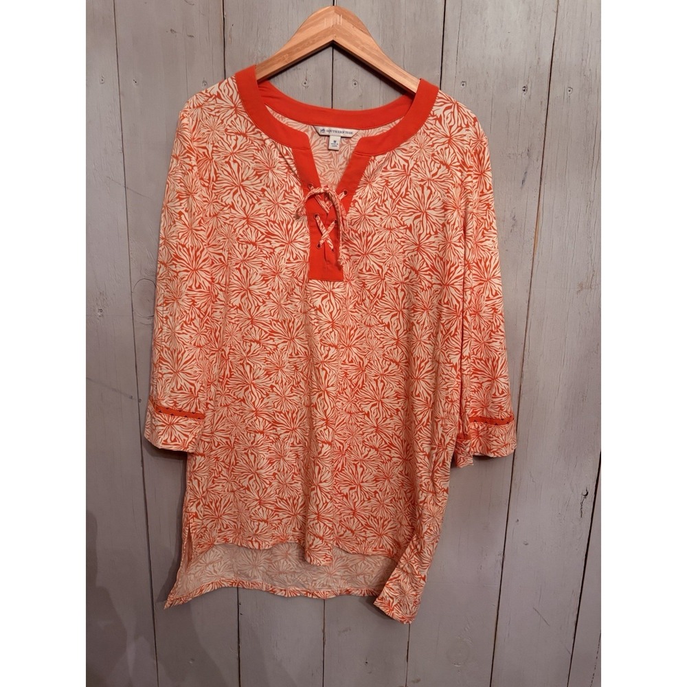 SOUTHERN TIDE Hailey Conch Shell Printed Lace Up Tunic Top Beachy $128 Sz-M